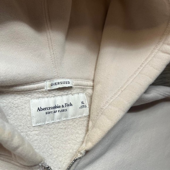 Abercrombie&fitch Cream Beige Oversized A&F Zip Hoodie XL - Picture 3 of 3